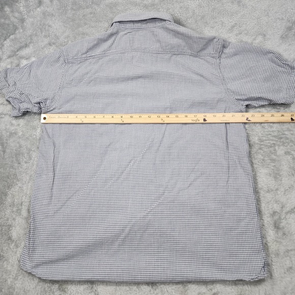 Polo Sport Ralph Lauren Shirt Mens Medium Gray Blue Gingham Cotton Short Sleeve - Picture 8 of 12